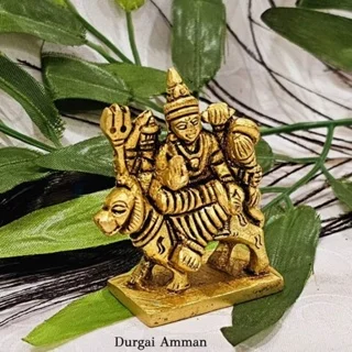 Durgai Amman / Simmavahini Idol Brass Antique Finish Goddess Thurgai Amman - image 1