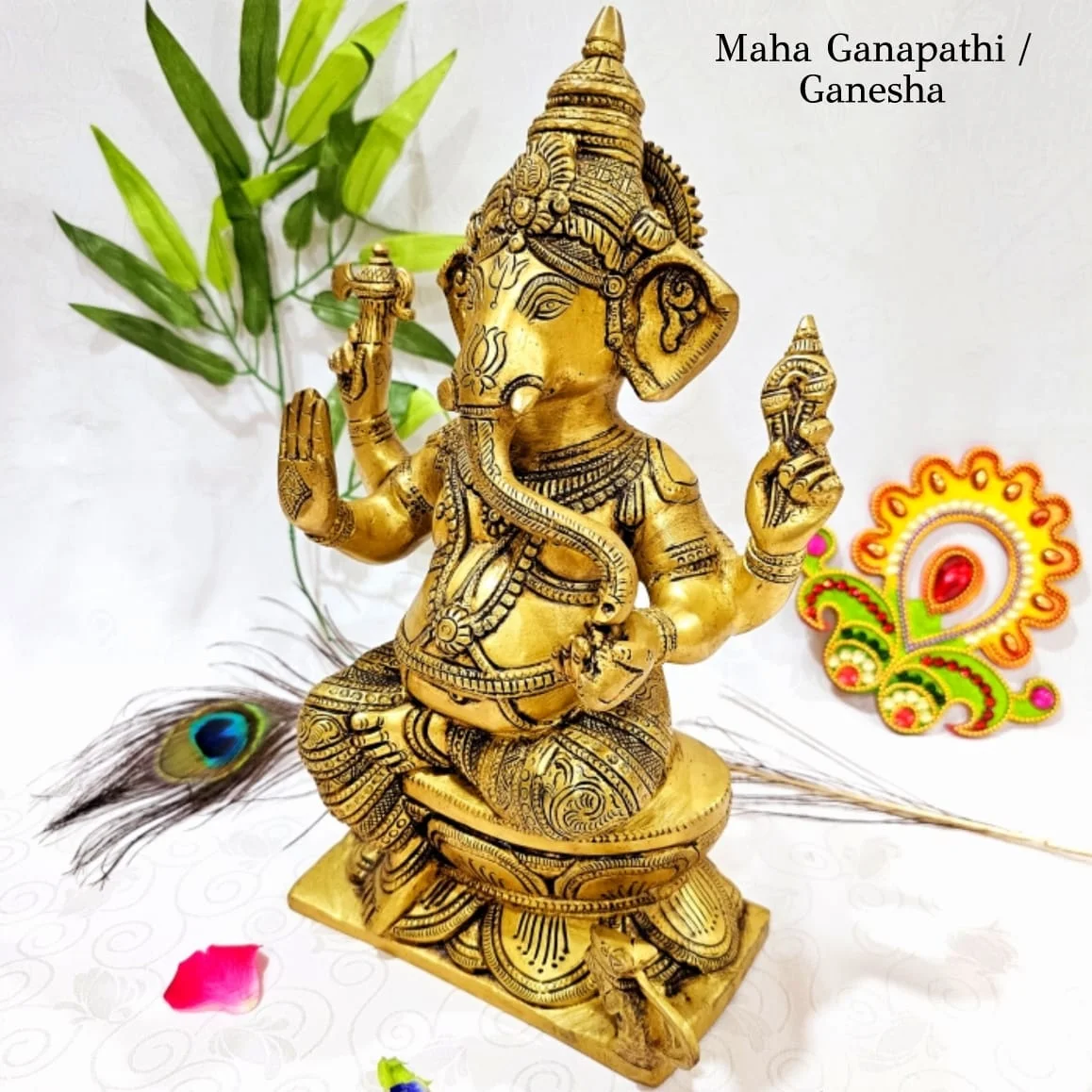 Maha Ganapathi / Ganesha - Brass Statue God Vinayagar Brass Idol - image 4