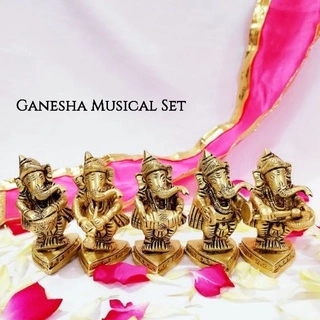 Ganesha Musical SetBrass Antique FinishGod Vinayagar / Ganesha musical set - image 1
