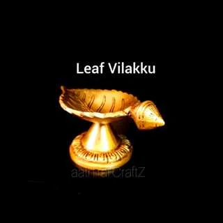 Leaf Lamp / Leaf Vilakku Statue Brass Antique Finish - image 3