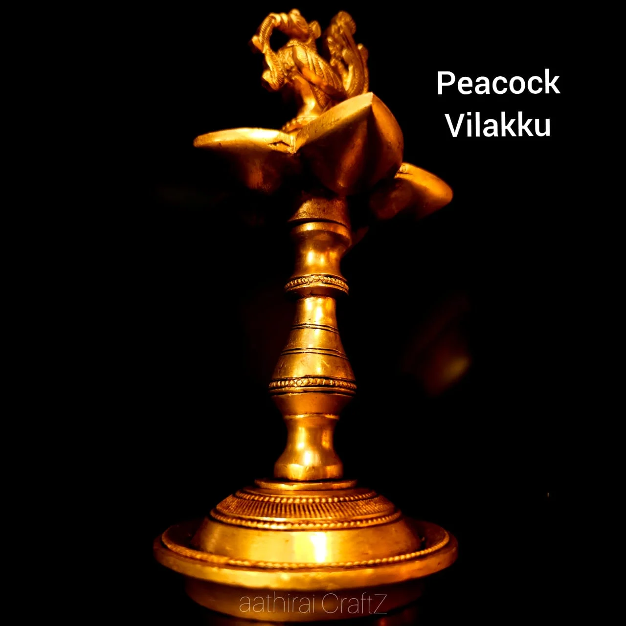 Peacock Vilakku / Lamp Statue Brass Antique Finish - image 4