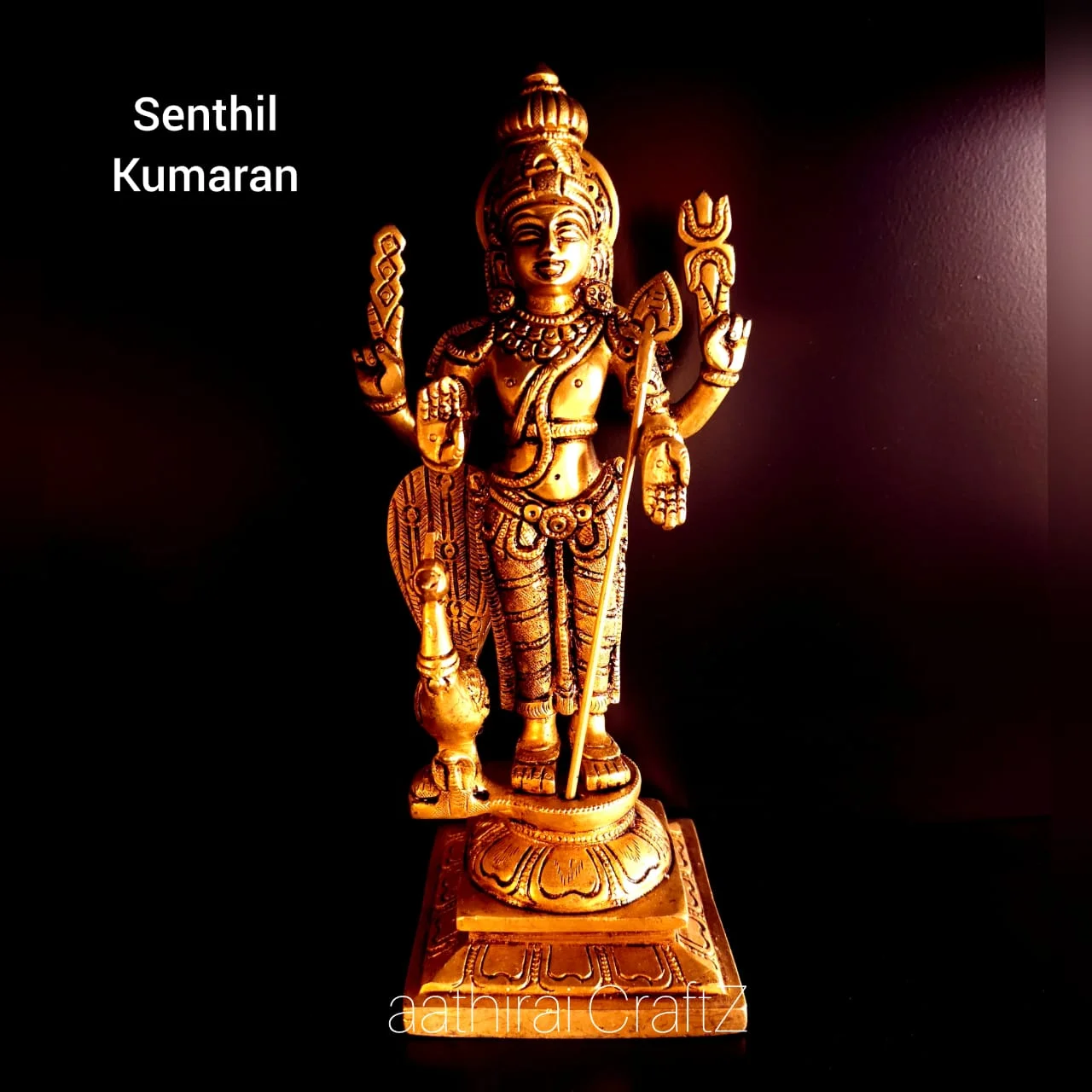 Senthil Kumaran Brass Antique Finish Lord Murugan Brass Sculpture - image 5