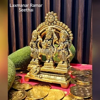 Laxmanar Ramar Seetha Antique Finish Rama Sita Laxman Brass Sculpture - image 1