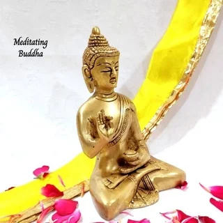 Meditating Buddha Brass Antique Finish Buddha Brass Sculpture - image 3