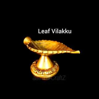 Leaf Lamp / Leaf Vilakku Statue Brass Antique Finish - image 1