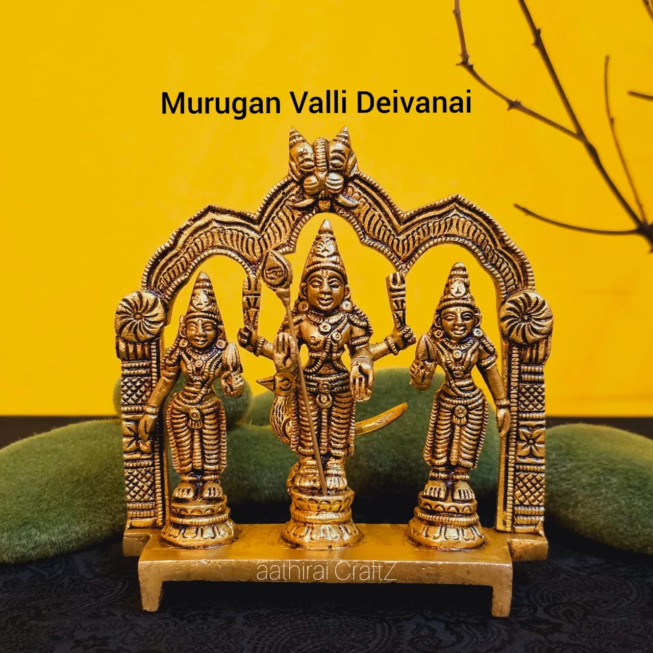 Murugan Valli Deivanai Brass Antique Finish Sculpture - image 2
