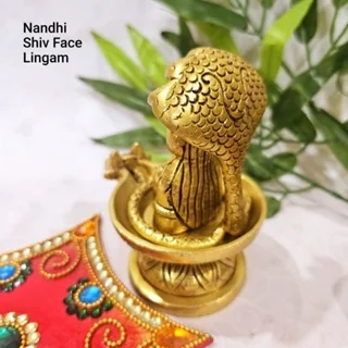 Nandhi Shivling / Lingam with naagabaranam (snake) Brass Antique Finish - image 2