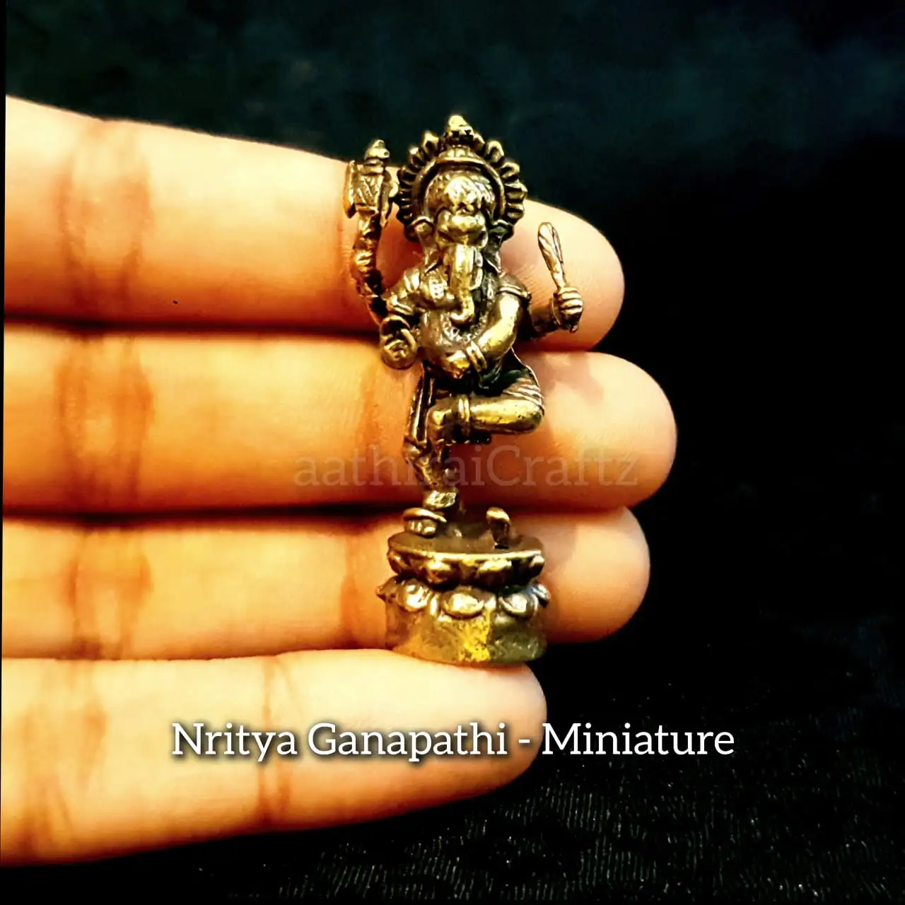 Nritya Ganapathi Miniature / Brass Antique Finish - image 1