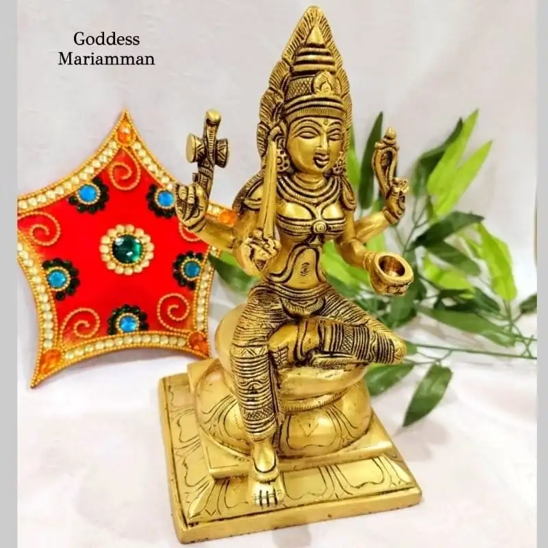 Goddess Mariamman Statue Brass Antique Finish - image 2