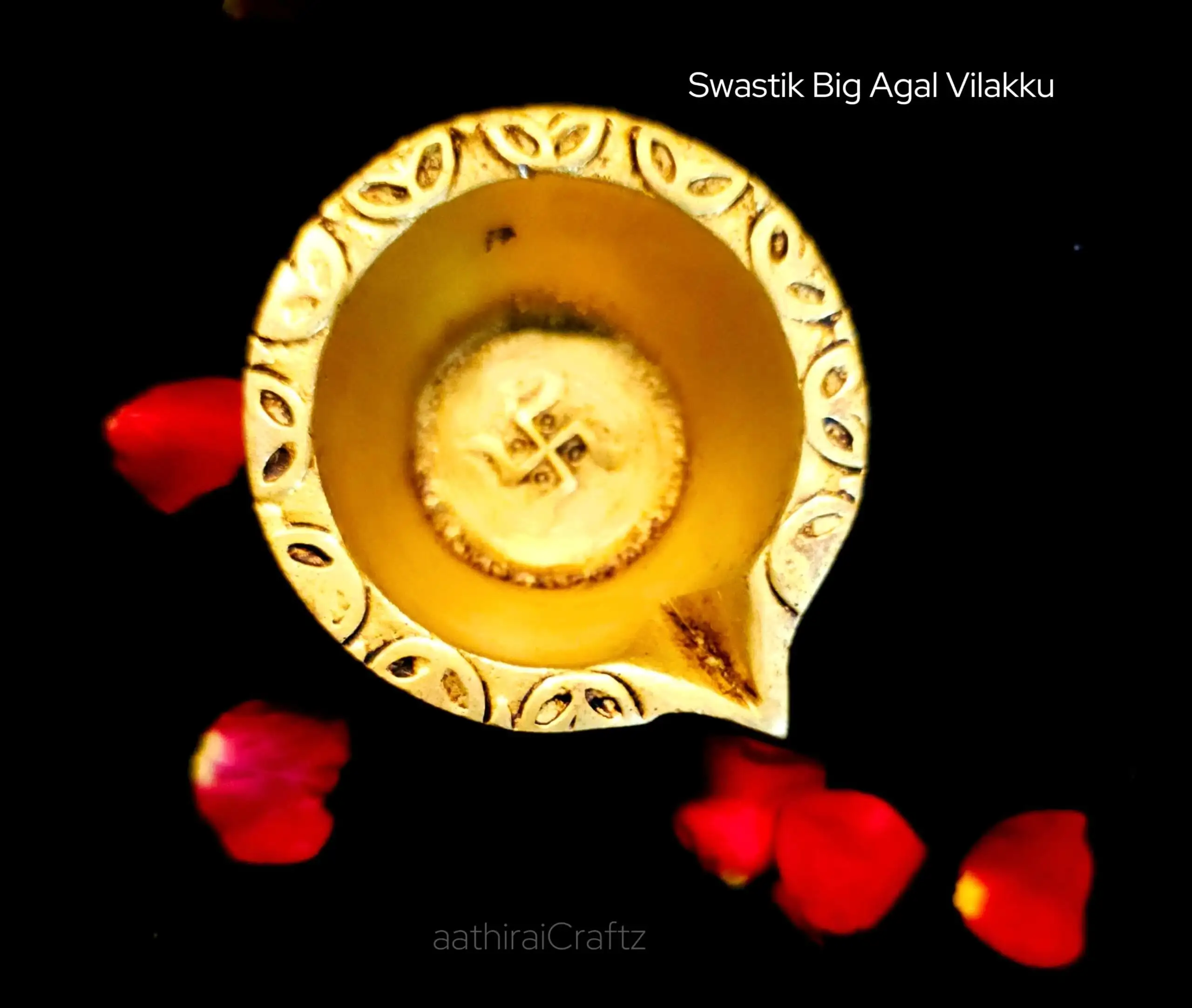 Swastik Agal Vilakku Brass Gold Antique Finish - Large - image 1