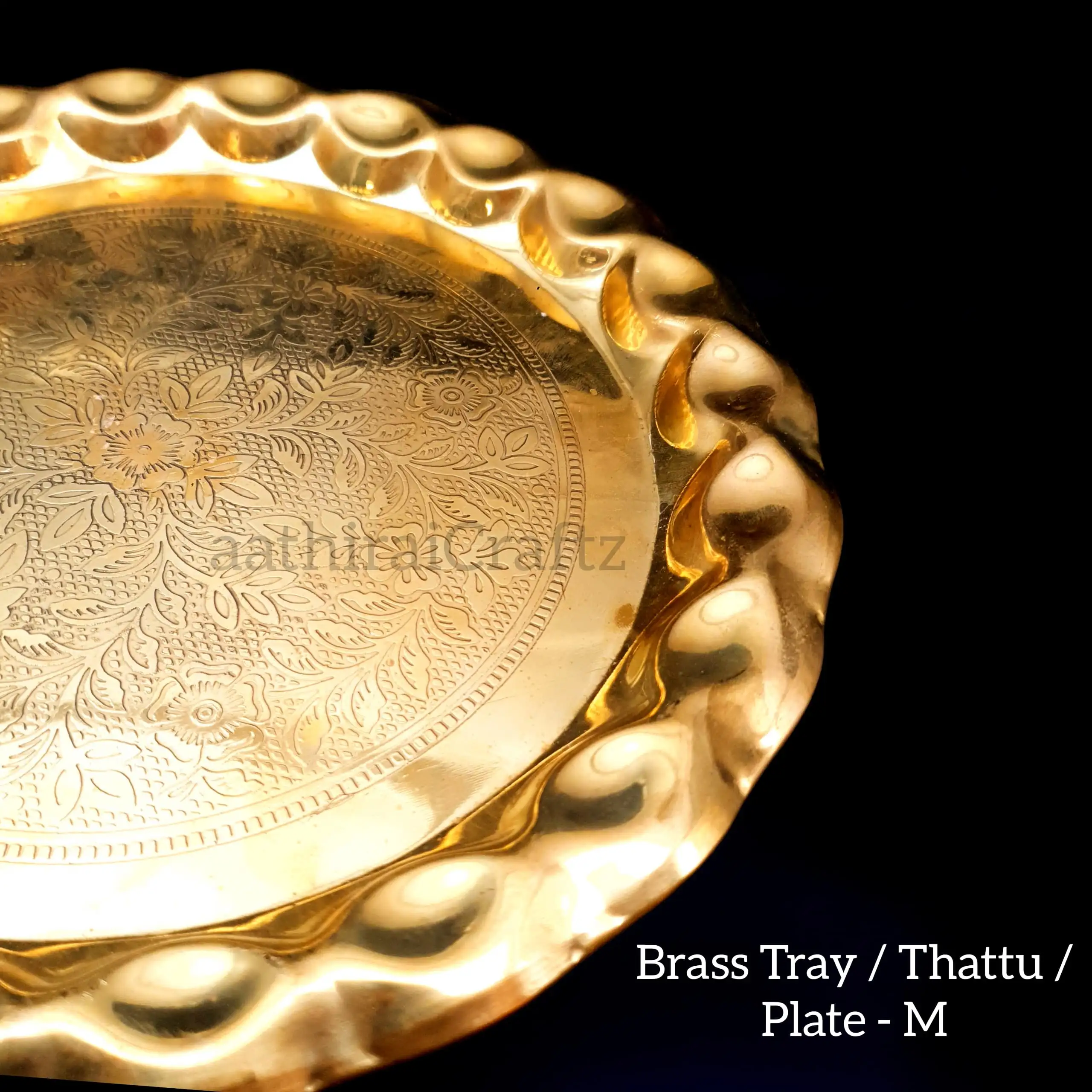 Brass Plate / Thattu / Plate Brass Antique Finish - Medium - image 2