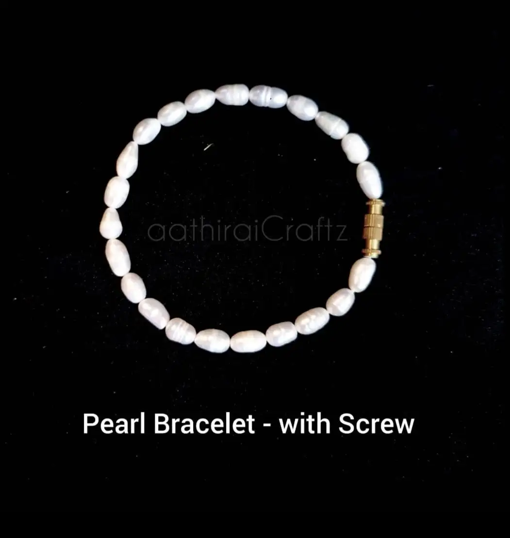 Pearl / Muthu / Moti Bracelet with Screw - image 1