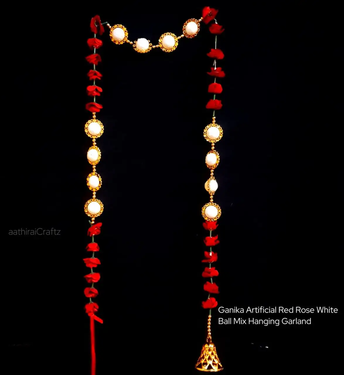 Ganika Artifical Red Rose White Ball Mix Garland - image 1