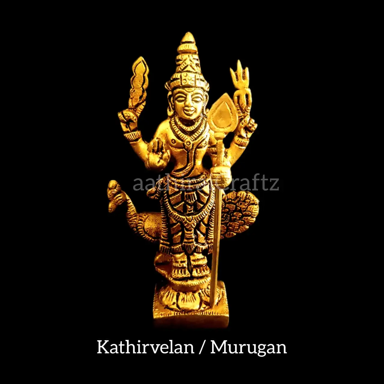 Kathirvelan / Murugan 5 Inches Brass Antique Finish - image 1