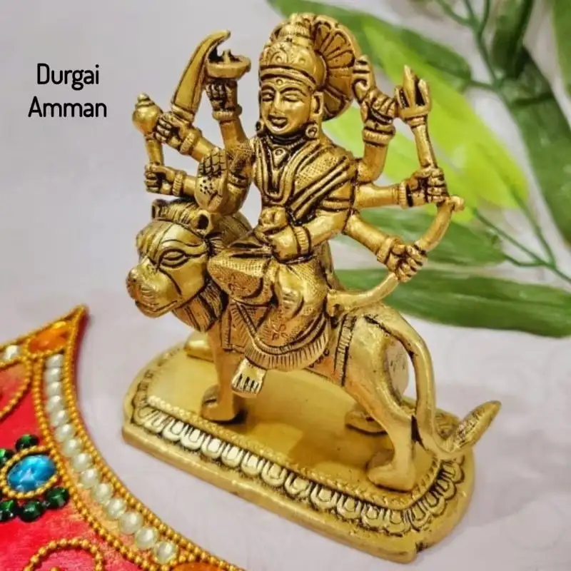 Durgai Amman / Simmavahini Idol
Brass Antique Finish - image 1