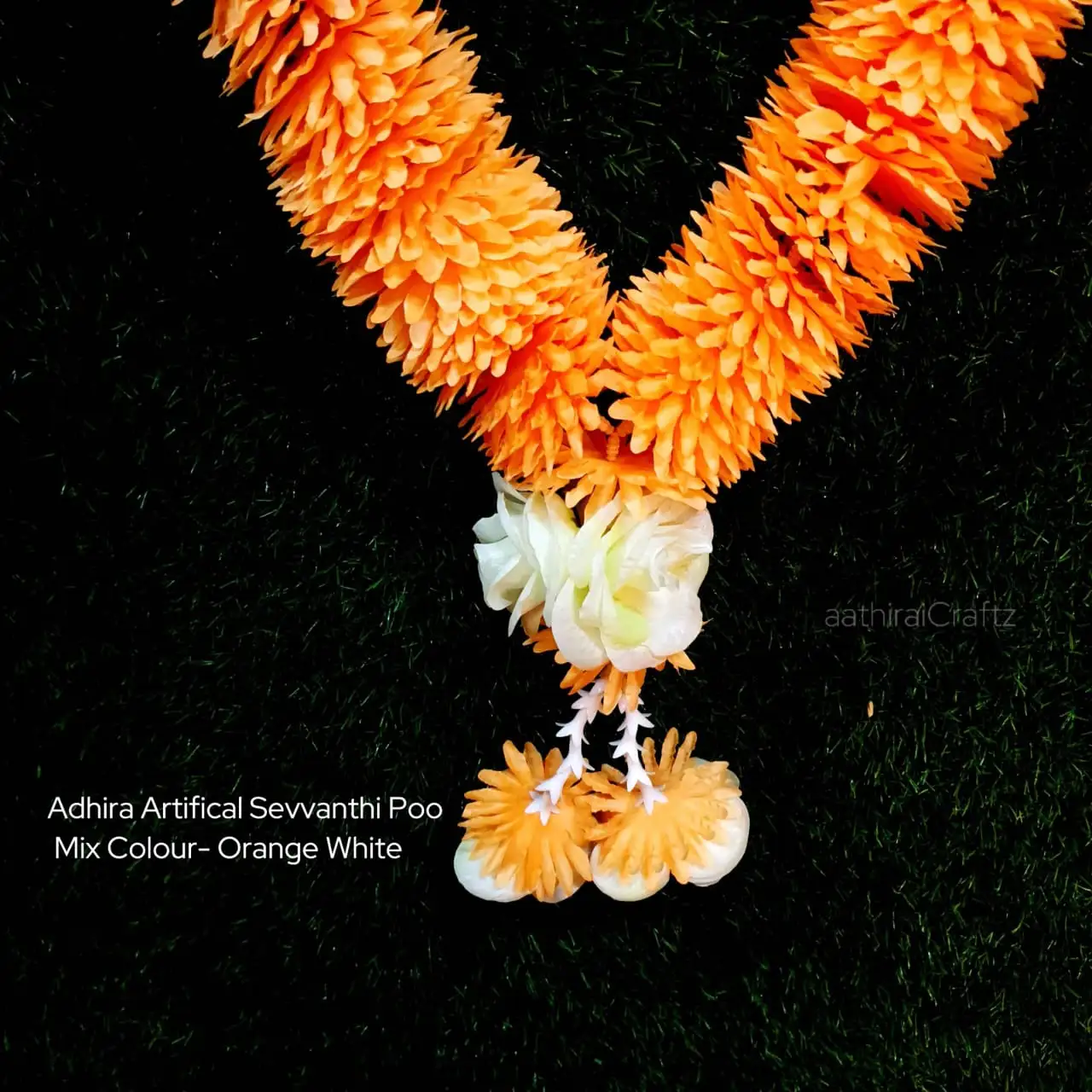Adhira Artifical Sevvanthi Poo Mix Colour - Orange White - image 2