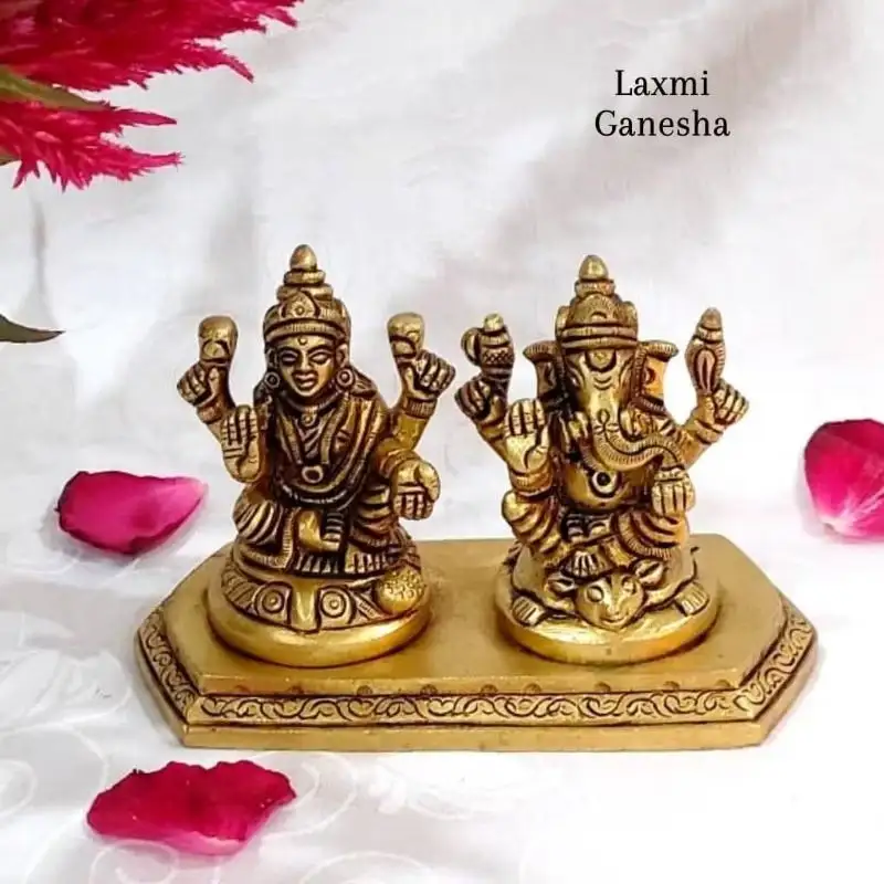Laxmi Ganesha with peedam Brass Statue - image 2