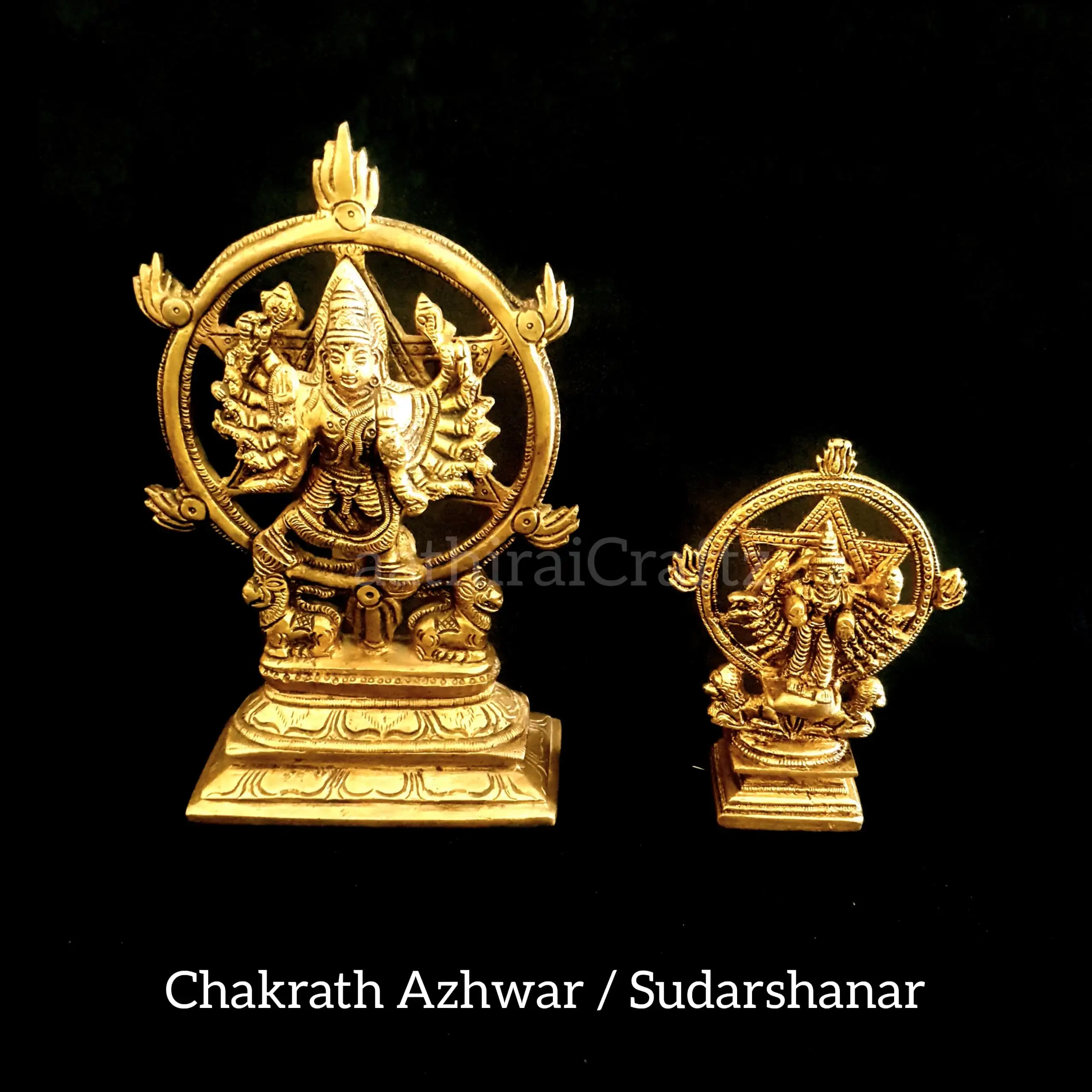 Chakrath Azhwar / Sudarshanar Brass Antique Finish - Small - image 1