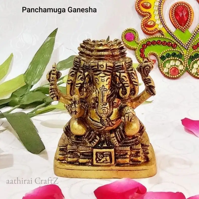 Panchamuga Vinayagar Idol
Brass Antique Finish - image 1