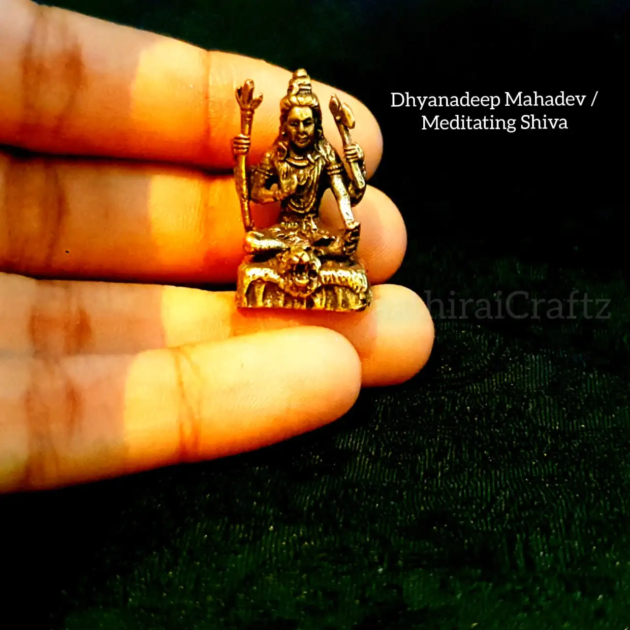 Dhyanadeep Mahadev / Meditating Shiva Miniature Brass Antique Finish - image 2