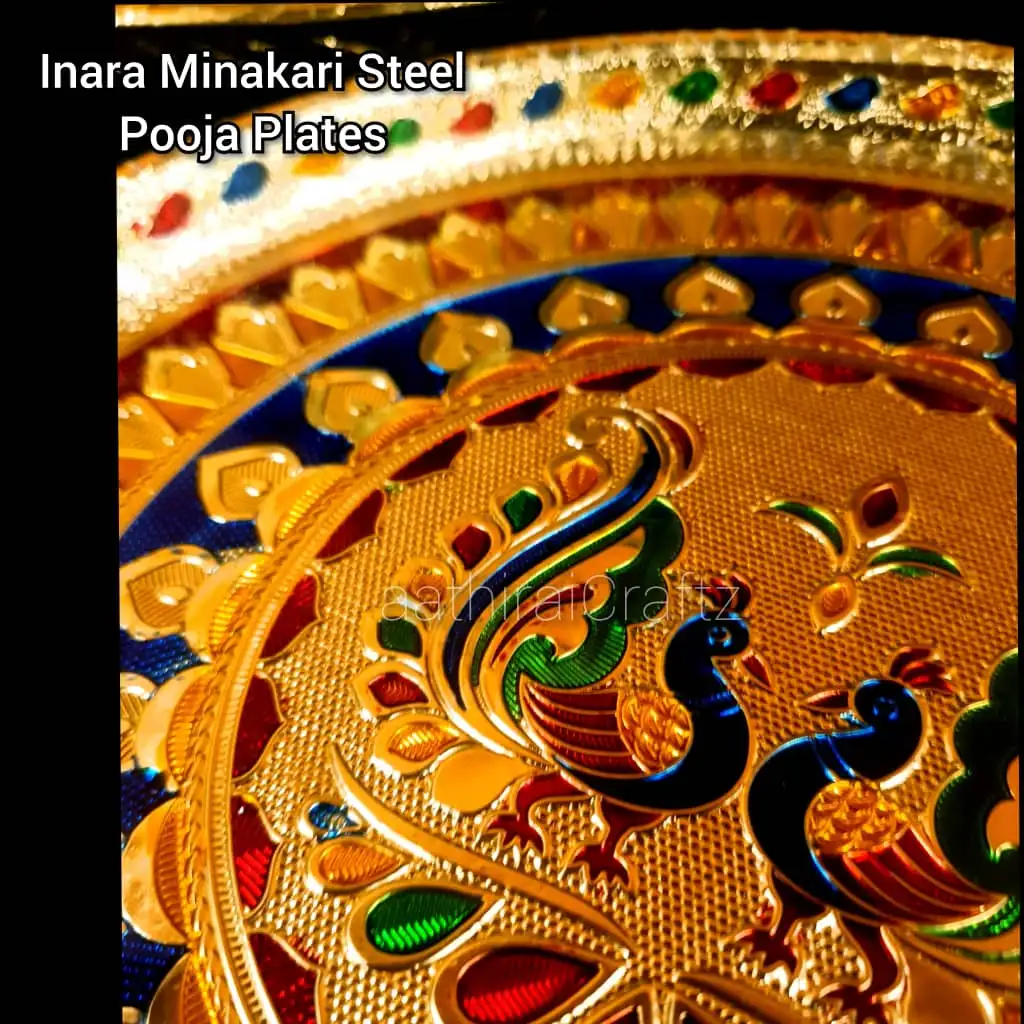 Inara Minakari Steel Pooja Plates - Small - image 2