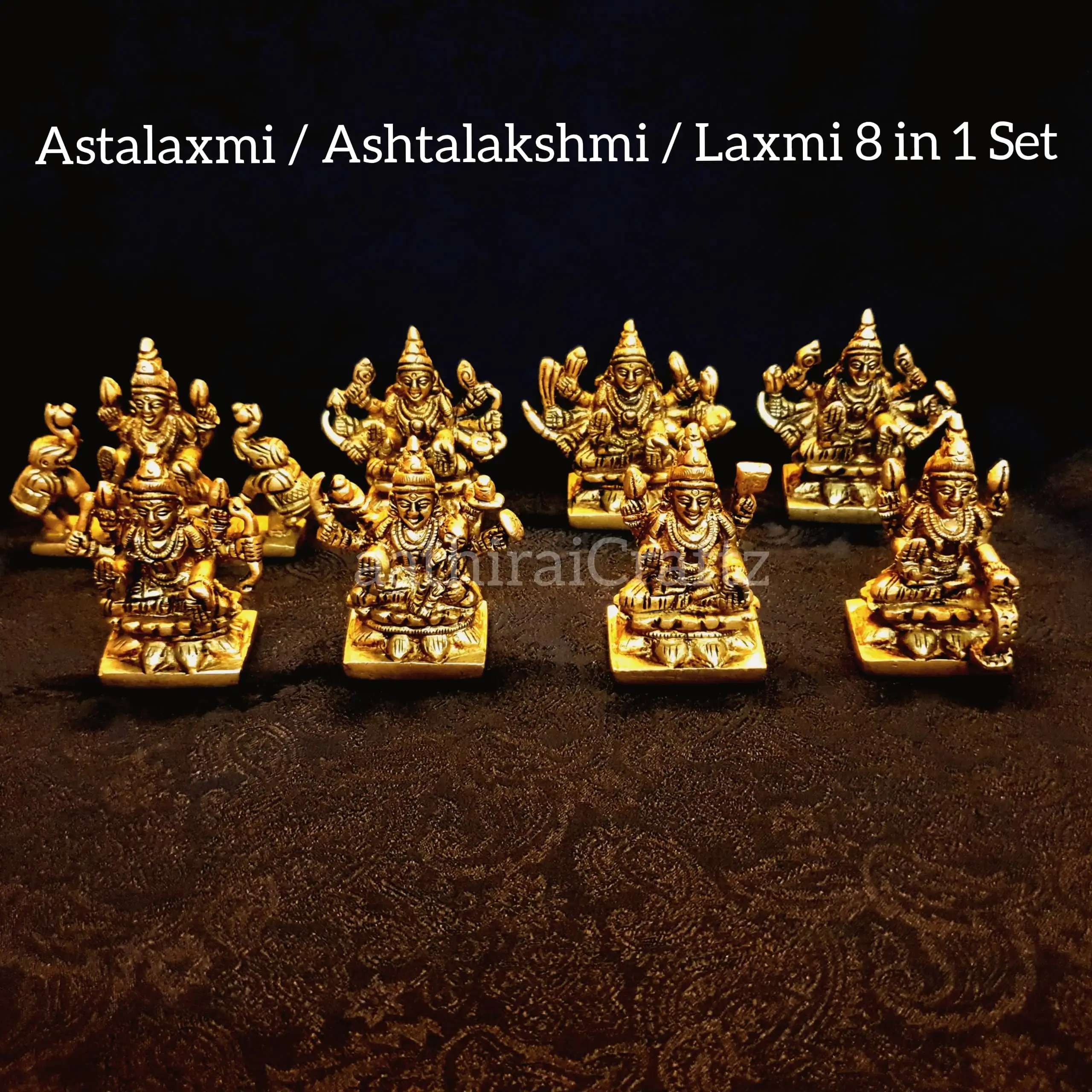 Ashta Laxmi Set 8 in 1 Brass Antique Finish - image 1