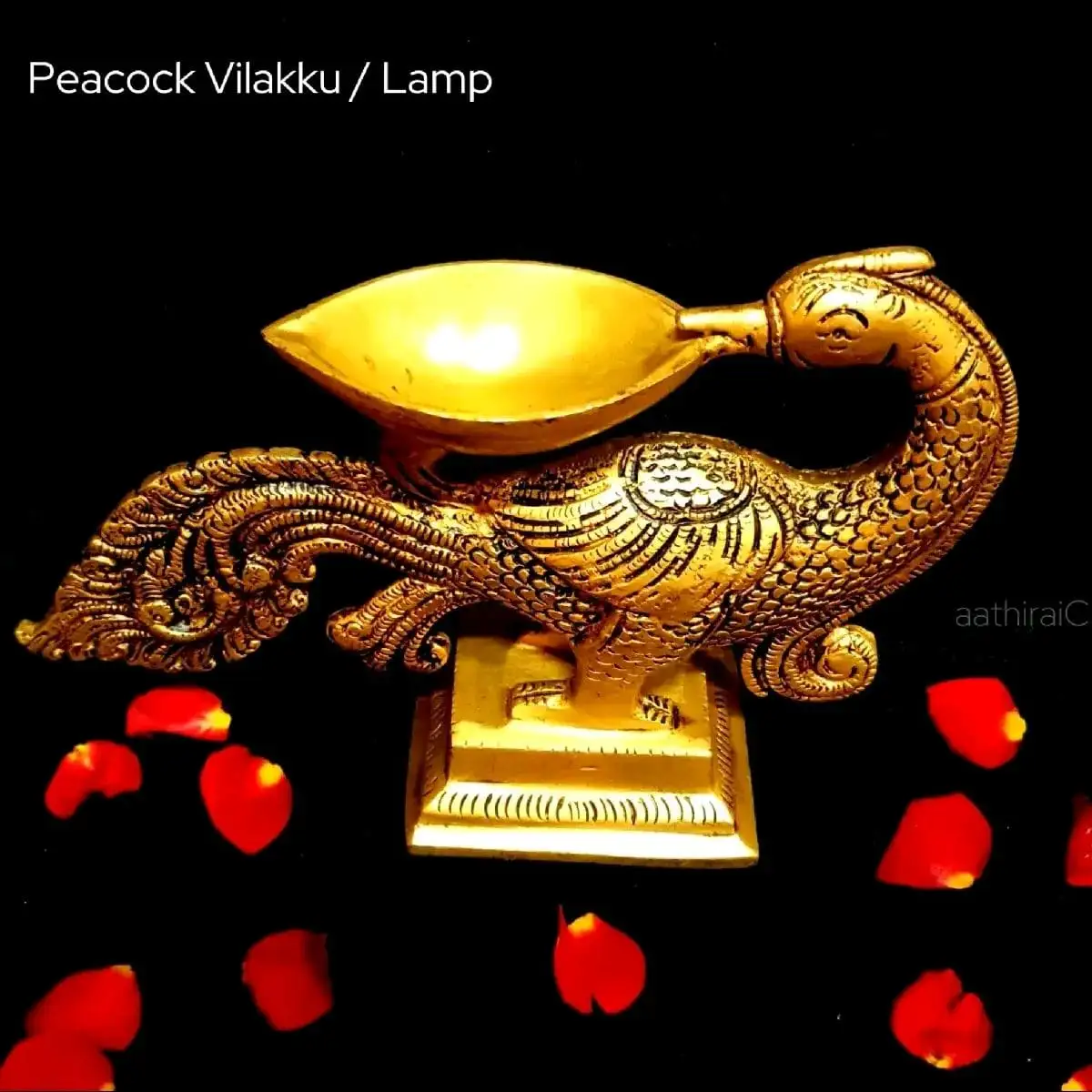 Peacock Vilakku / Lamp Brass Antique Finish - image 1