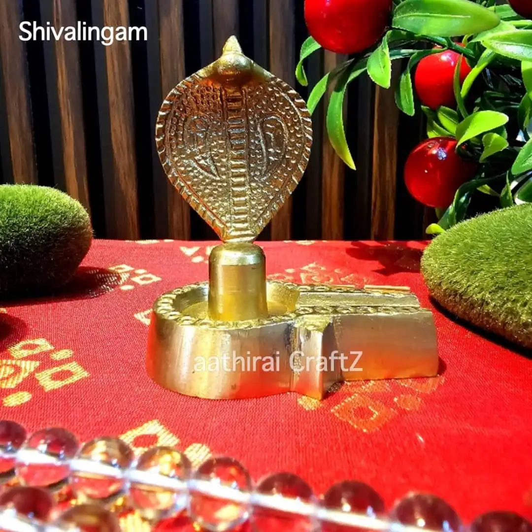 Shiva Lingam with Snake Brass Sculpture - image 1