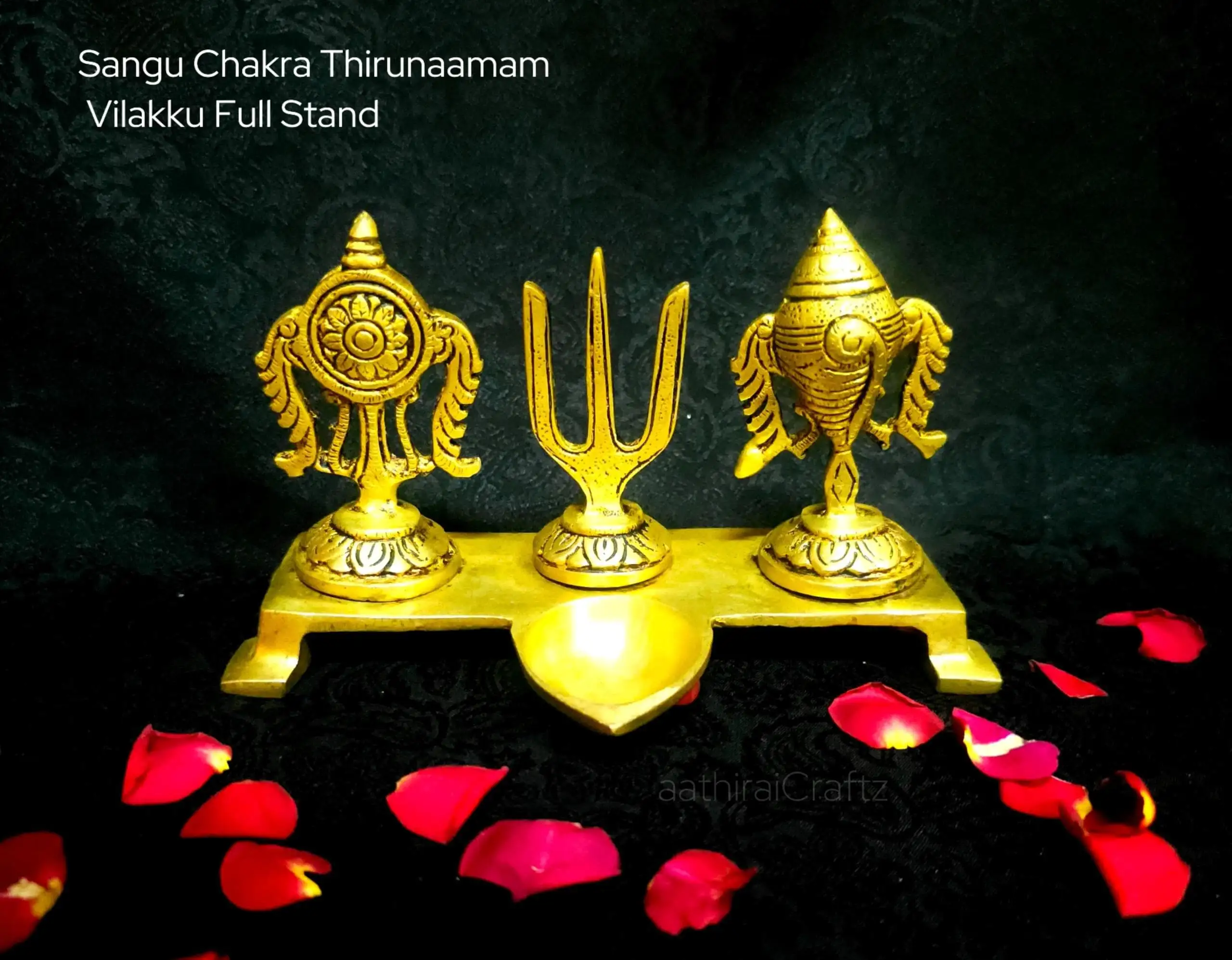 Sangu Chakra Perumal Tirunaamam Vilakku With Stand - image 1