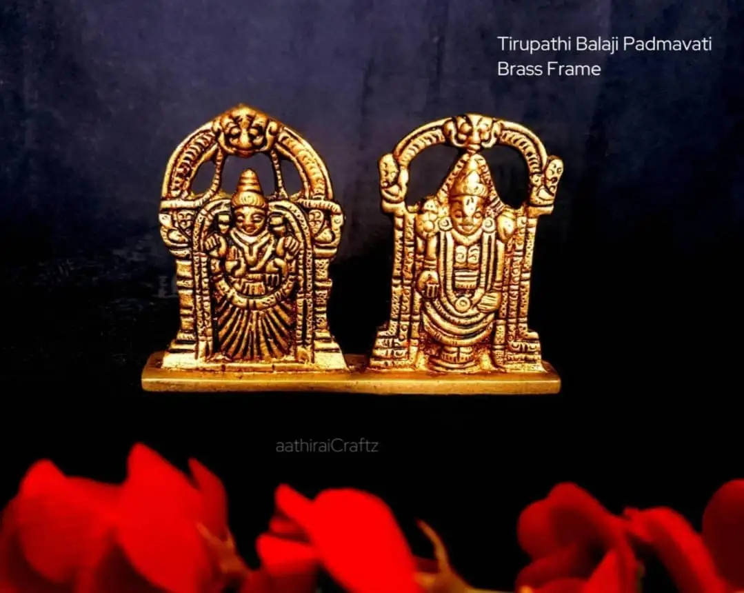 Tirupathi Balaji Padmavati Frame Brass Antique Finish - image 1