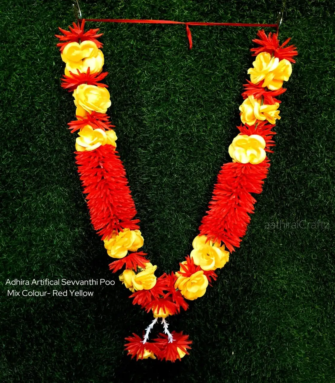 Adhira Artifical Sevvanthi Poo Mix Colour - Red Yellow Rose - image 1