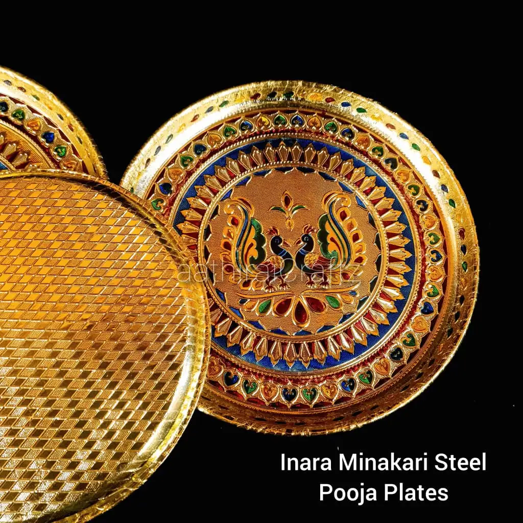 Inara Minakari Steel Pooja Plates - Small - image 1