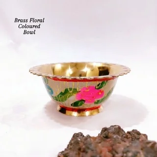 Brass Floral Coloured Bowl - image 1