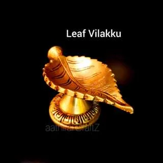 Leaf Lamp / Leaf Vilakku Statue Brass Antique Finish - image 2