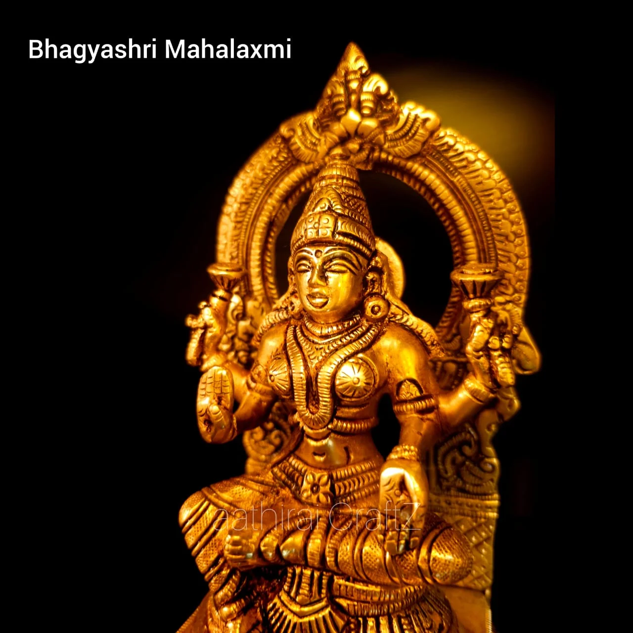 Bhagyashri Mahalaxmi / Lakshmi Statue Brass Antique Finish - image 2
