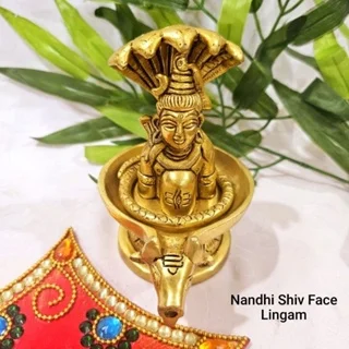Nandhi Shivling / Lingam with naagabaranam (snake) Brass Antique Finish - image 1