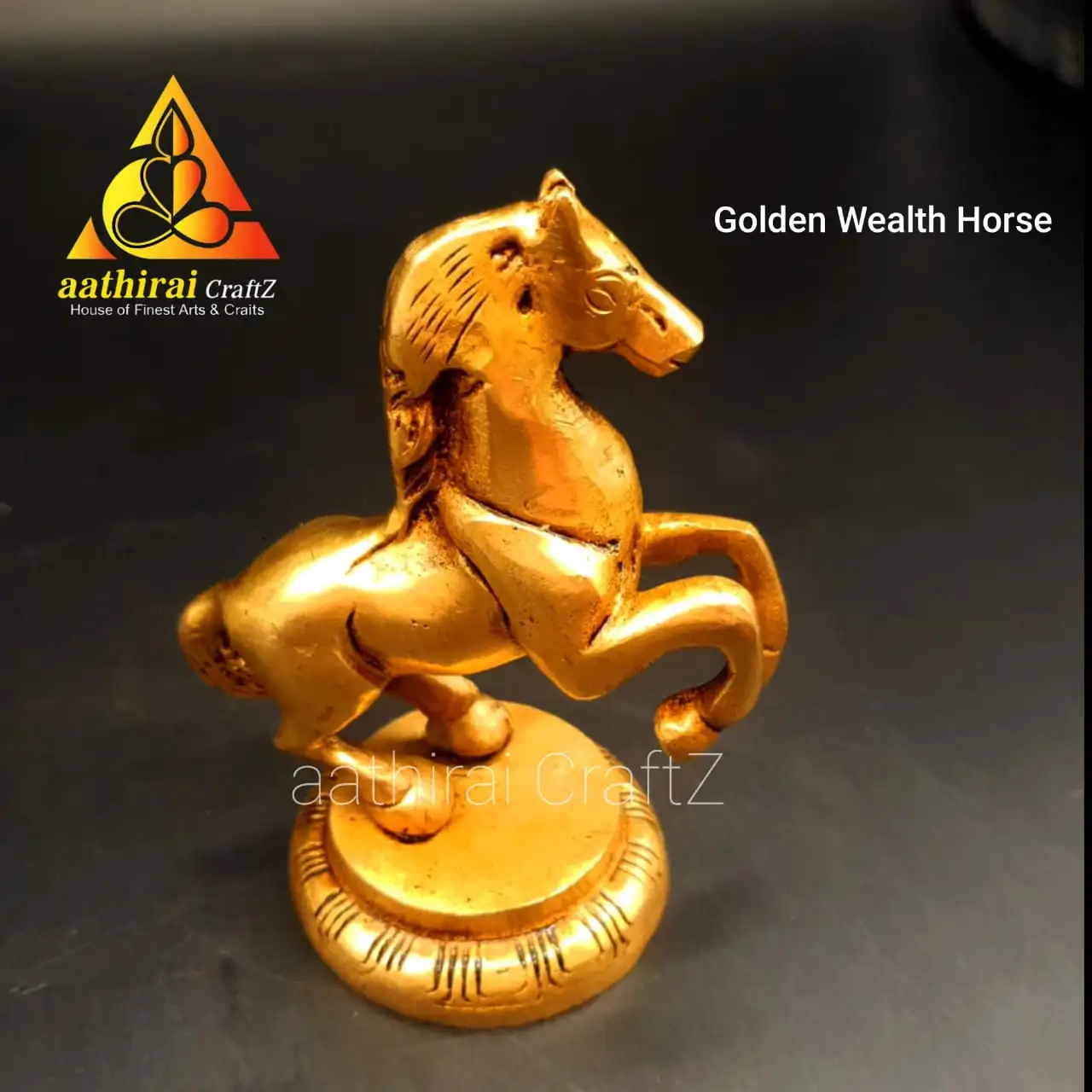 Golden Wealth Horse / Brass Wealth Kuthirai Brass Antique Finish - image 2