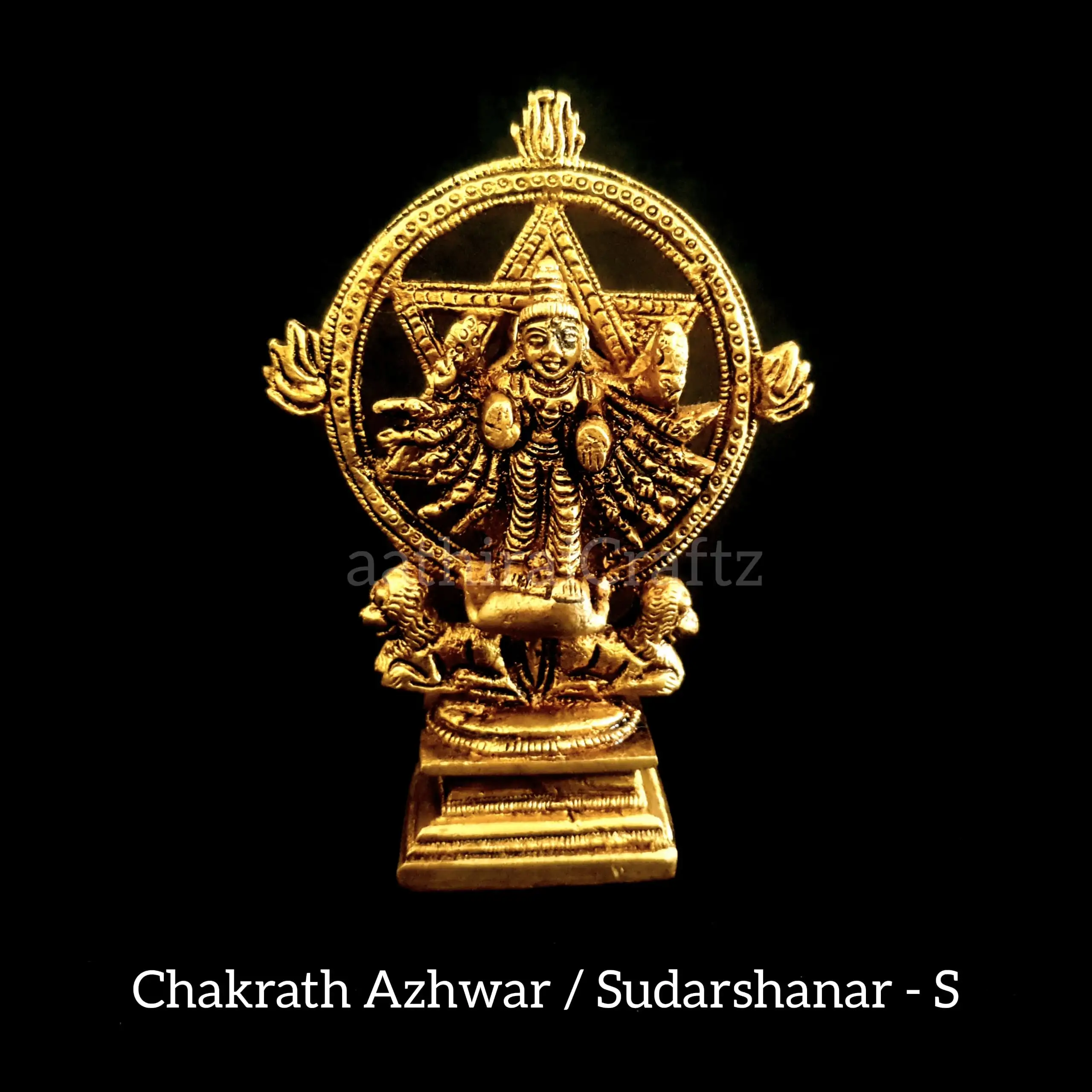 Chakrath Azhwar / Sudarshanar Brass Antique Finish - Small - image 2