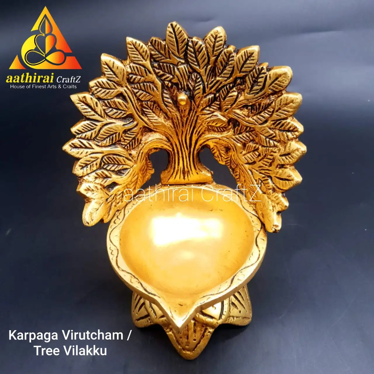 Kalpavriksha Tree / Karpaga Virutcham Lamp Brass Antique Finish - image 2