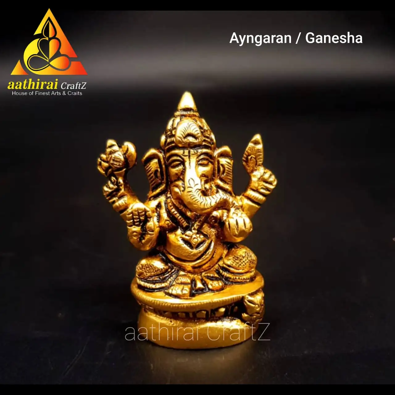 Laxmi Ganesha Idol Brass Antique Finish - image 1