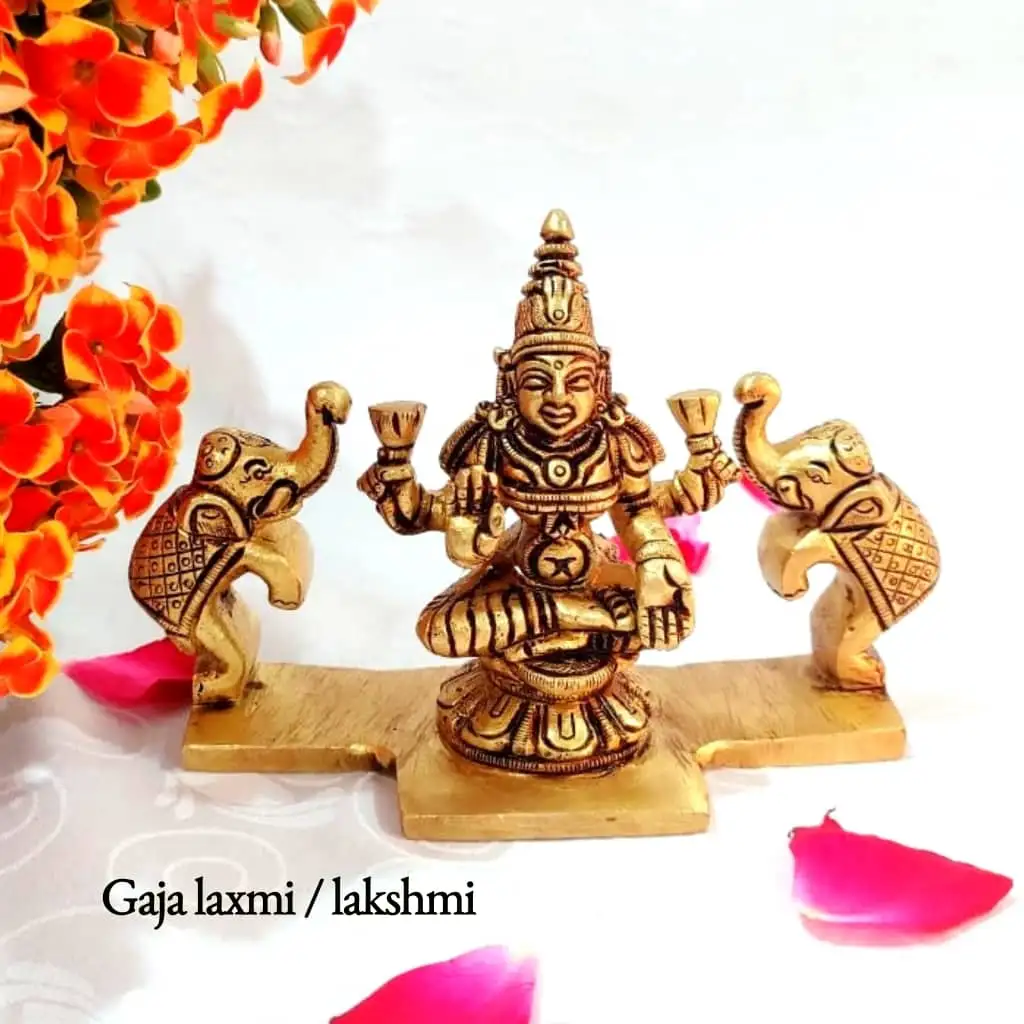 Gaja Laxmi / Lakshmi Statue Brass Antique Finish Gajalaxmi Brass Sculpture - Large - image 2