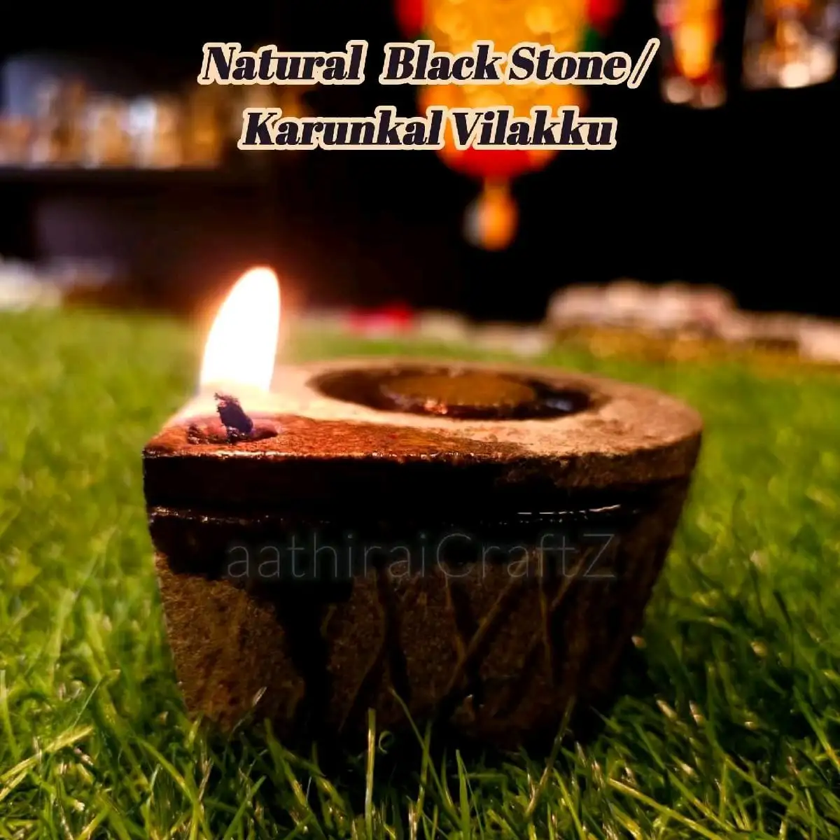 Natural Black Stone / Karunkal Vilakku - image 1