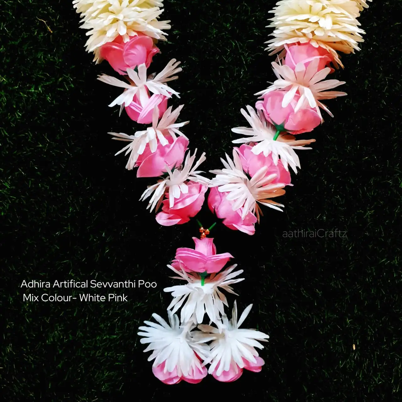 Adhira Artifical Sevvanthi Poo Mix Colour - White Pink Rose - image 2