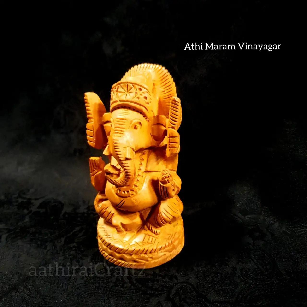 Athi Maram Vinayagar Wooden Antique Finish - image 2