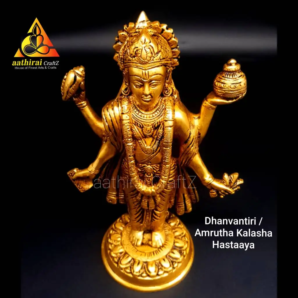 Dhanvantiri / Amrutha Kalasha Hastaaya Danvandri Sculpture - image 2