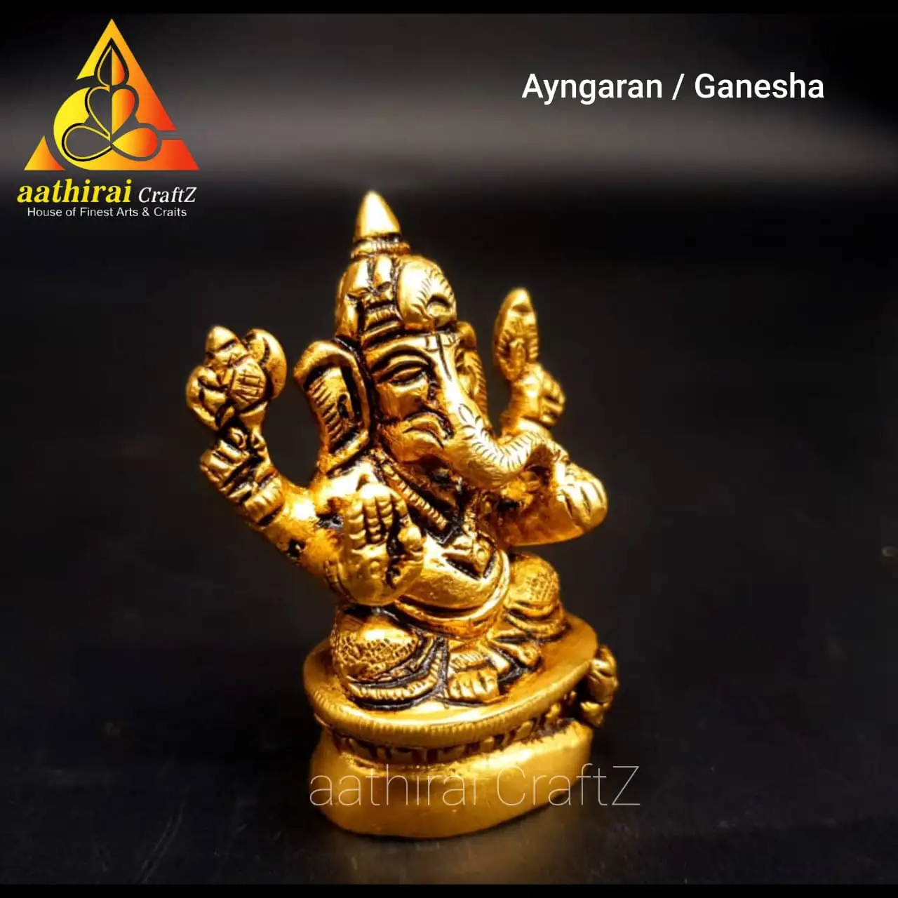 Laxmi Ganesha Idol Brass Antique Finish - image 2