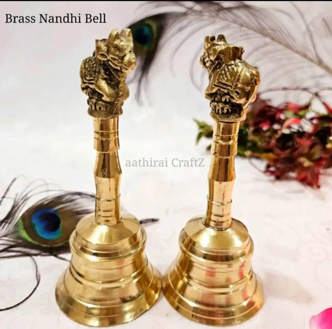 Nandhi Hand Bells Brass Antique Finish - image 1