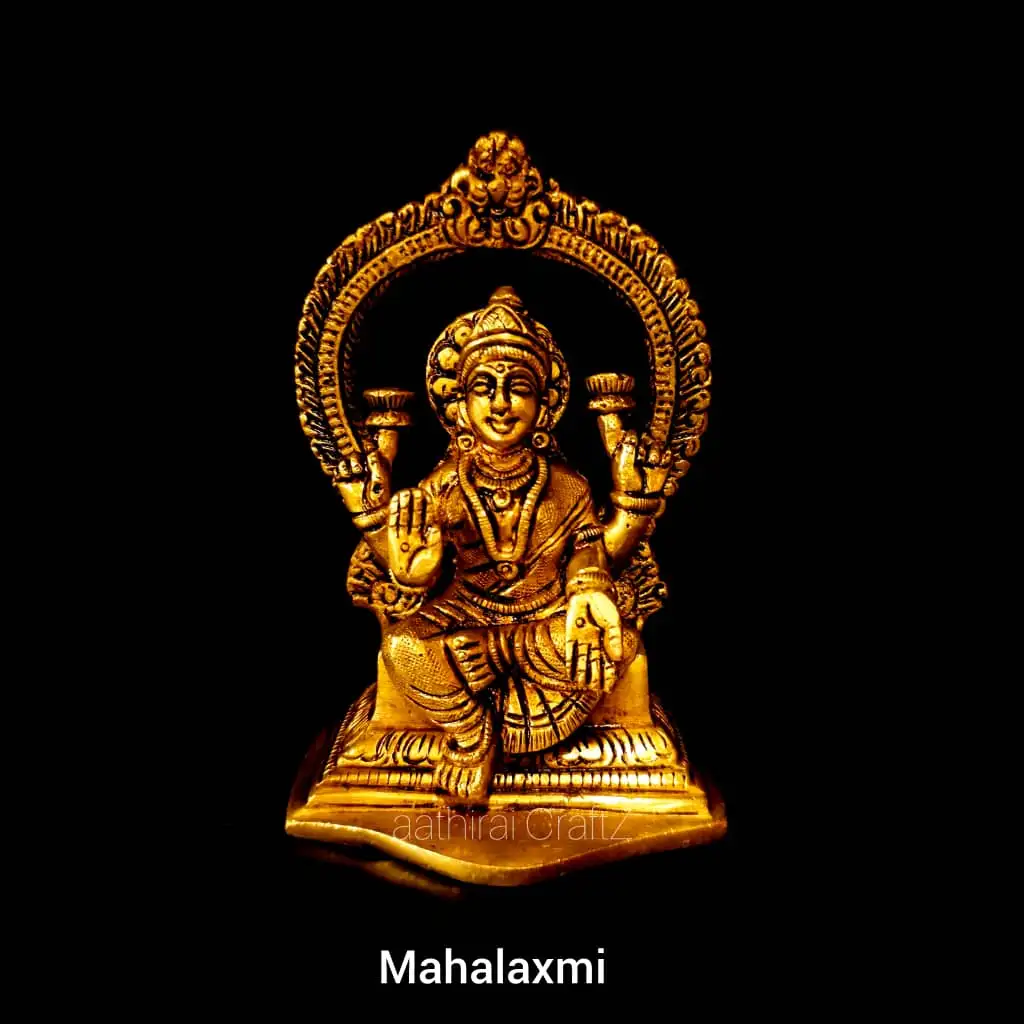 Frame Laksmi Statue Brass Antique Finish Mahalaxmi Tiruvachi - image 1