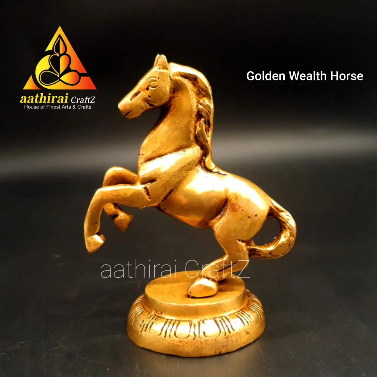 Golden Wealth Horse / Brass Wealth Kuthirai Brass Antique Finish - image 1