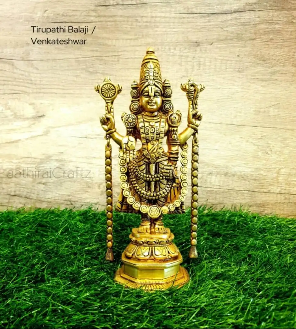 Tirupathi Balaji/ Venkateshwar / Balaji Sculpture with Maalai - Large Size 2 - image 1